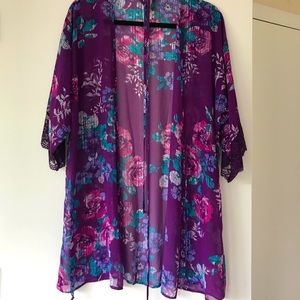 In Bloom Sheer Purple/Plum Floral Robe